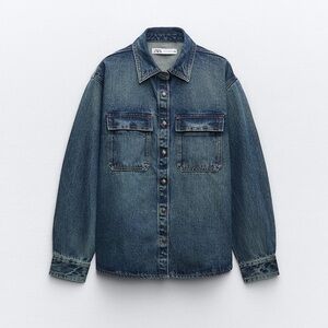 ZARA DISTRESSED EFFECT DENIM Z1975 OVERSHIRT